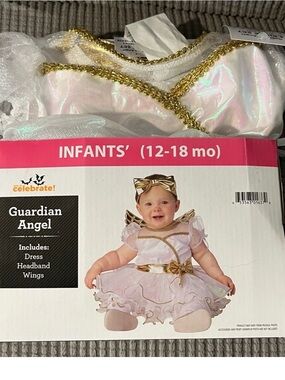 Celebrate It Infant Guardian Angel Costume Dress & Accessories - White, Gold